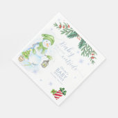 Modern Cold Outside Floral Snowman Baby Shower Serviette (Ecke)