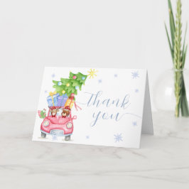 Modern Cold Outside Reindeer Bear Baby Shower  Dankeskarte