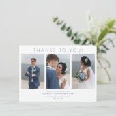 Modern Collage 3 Photos Wedding Minimalist Script (Stehend Vorderseite)