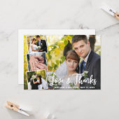 Modern Collage 4 Foto Wedding Vielen Dank Karte (Vorderseite/Rückseite Beispiel)