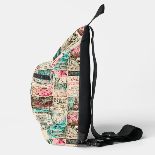 Modern collage background Retro illustrations Crossbody Bag (Rechts)