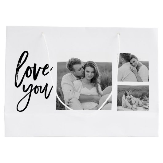 Modern Collage Couple Foto & Liebe Ihr Schönheitsg Große Geschenktüte (Rückseite)