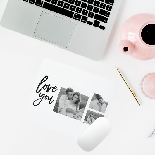 Modern Collage Couple Foto & Liebe Ihr Schönheitsg Mousepad