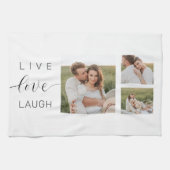 Modern Collage Couple Foto & Live Liebe Laugh Gesc Geschirrtuch (Horizontal)
