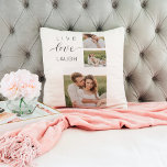 Modern Collage Couple Foto & Live Liebe Laugh Gesc Kissen<br><div class="desc">Modern Collage Couple Foto & Live Liebe Laugh Geschenk</div>