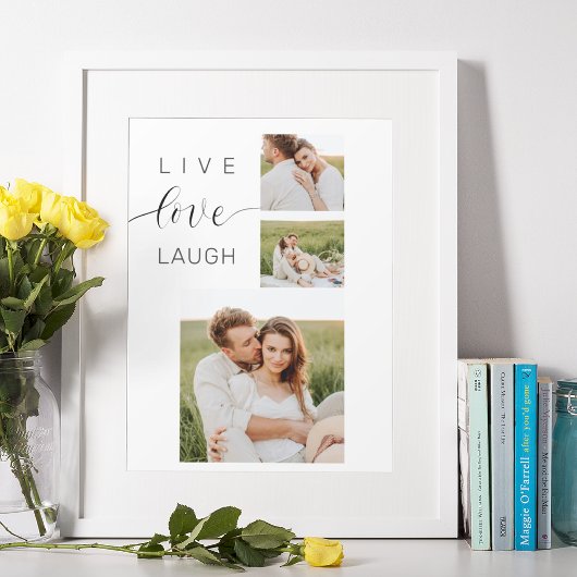 Modern Collage Couple Foto & Live Liebe Laugh Gesc Poster