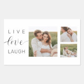 Modern Collage Couple Foto & Live Liebe Laugh Gesc Rechteckiger Aufkleber (Vorderseite)