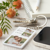 Modern Collage Couple Foto & Live Liebe Laugh Gesc Schlüsselanhänger (Vorderseite rechts)