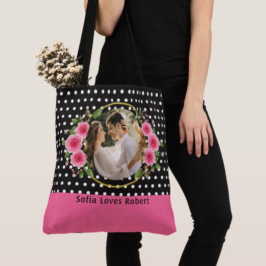 Modern Collage Couple Foto & Romantic Liebe Quote Tasche (Von Nahem)