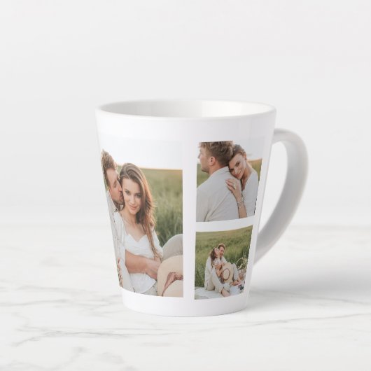 Modern Collage Couple Foto Romantisches Zitat Milchtasse (Rechte Ecke)