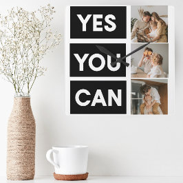 Modern Collage Family Foto & Motivation Angebot Quadratische Wanduhr