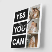Modern Collage Family Foto & Motivation Angebot Quadratische Wanduhr (Winkel)
