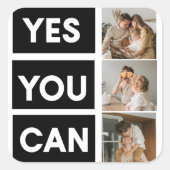 Modern Collage Family Foto & Motivation Angebot Quadratischer Aufkleber (Vorderseite)