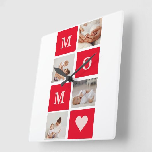 Modern Collage Foto & Best Mom Ever Gift Quadratische Wanduhr (Winkel)