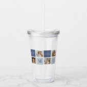 Modern Collage Foto & Blue Happy Vathers Day Gift Acryltrinkbecher (Vorderseite)