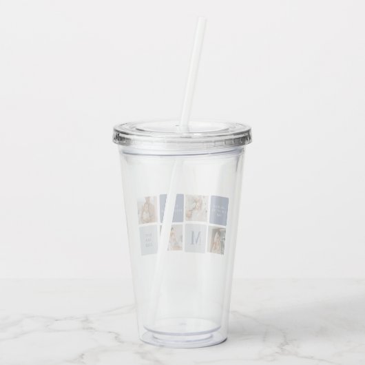 Modern Collage Foto & Blue Happy Vathers Day Gift Acryltrinkbecher (Rückseite)