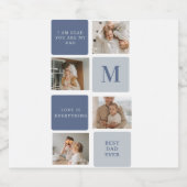 Modern Collage Foto & Blue Happy Vathers Day Gift Bierflaschenetikett (Einzelnes Label)