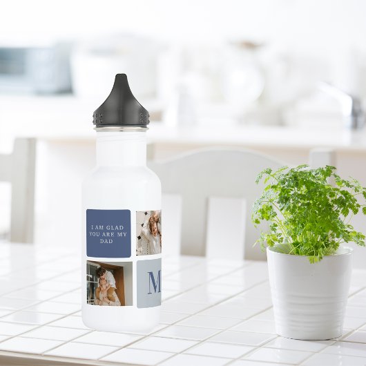 Modern Collage Foto & Blue Happy Vathers Day Gift Edelstahlflasche