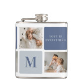 Modern Collage Foto & Blue Happy Vathers Day Gift Flachmann (Vorderseite)