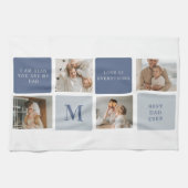 Modern Collage Foto & Blue Happy Vathers Day Gift Geschirrtuch (Horizontal)