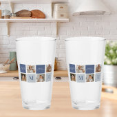 Modern Collage Foto & Blue Happy Vathers Day Gift Glas