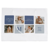 Modern Collage Foto & Blue Happy Vathers Day Gift Große Geschenktüte (Rückseite)