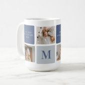 Modern Collage Foto & Blue Happy Vathers Day Gift Kaffeetasse (Vorderseite Links)