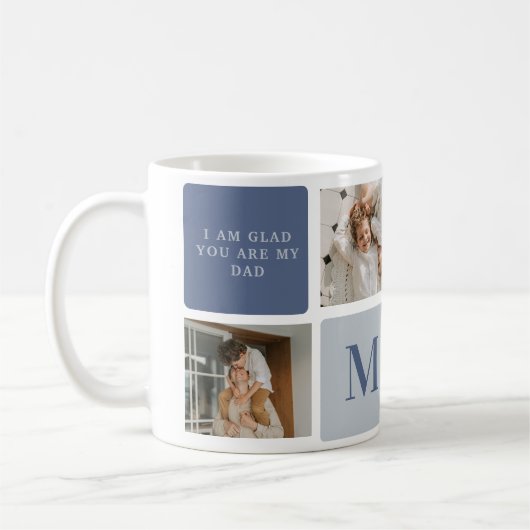 Modern Collage Foto & Blue Happy Vathers Day Gift Kaffeetasse (Links)