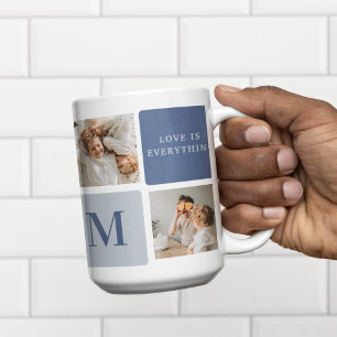 Modern Collage Foto & Blue Happy Vathers Day Gift Kaffeetasse