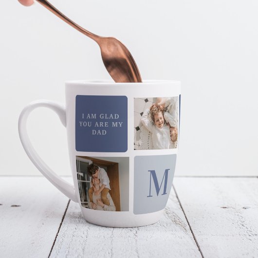 Modern Collage Foto & Blue Happy Vathers Day Gift Milchtasse
