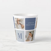 Modern Collage Foto & Blue Happy Vathers Day Gift Milchtasse (Vorderseite)