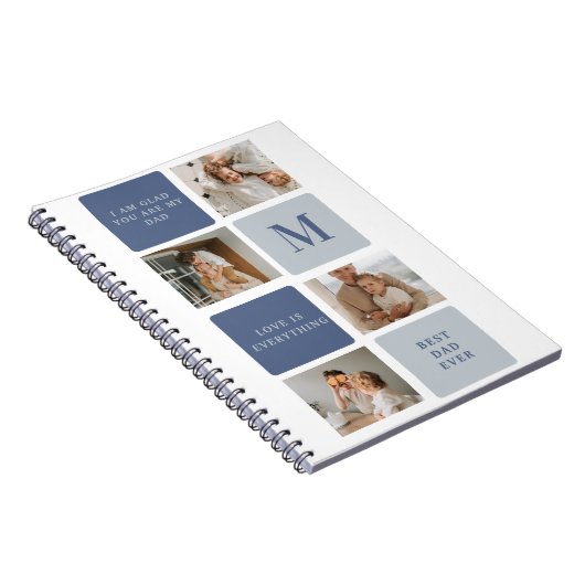 Modern Collage Foto & Blue Happy Vathers Day Gift Notizblock (Rechte Seite)