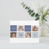 Modern Collage Foto & Blue Happy Vathers Day Gift Postkarte (Stehend Vorderseite)