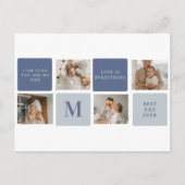 Modern Collage Foto & Blue Happy Vathers Day Gift Postkarte (Vorderseite)