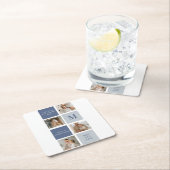Modern Collage Foto & Blue Happy Vathers Day Gift Rechteckiger Pappuntersetzer (Vor Ort)