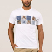 Modern Collage Foto & Blue Happy Vathers Day Gift T-Shirt (Vorderseite)