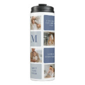 Modern Collage Foto & Blue Happy Vathers Day Gift Thermosbecher (Vorderseite)