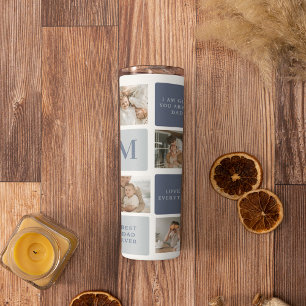Modern Collage Foto & Blue Happy Vathers Day Gift Thermosbecher