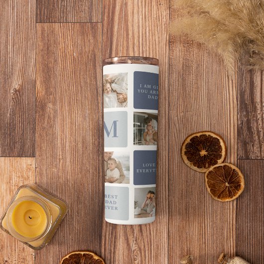 Modern Collage Foto & Blue Happy Vathers Day Gift Thermosbecher