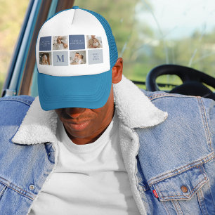 Modern Collage Foto & Blue Happy Vathers Day Gift Truckerkappe