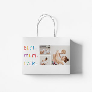 Modern Collage Foto & Colorful Best Mum Ever Gesch Große Geschenktüte