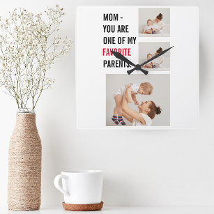Modern Collage Foto & Happy Mothers Day Gift Quadratische Wanduhr