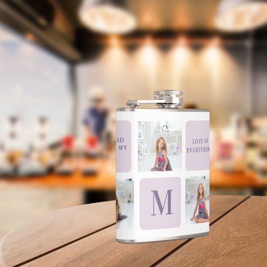 Modern Collage Foto Happy Mothers Day Lila Geschen Flachmann