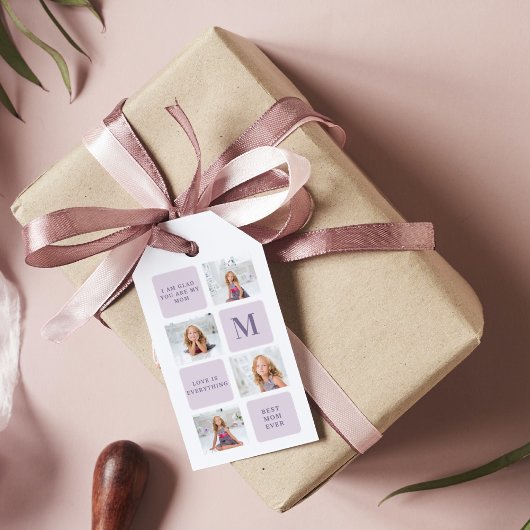 Modern Collage Foto Happy Mothers Day Lila Geschen Geschenkanhänger