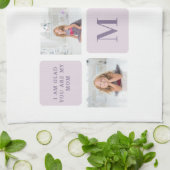 Modern Collage Foto Happy Mothers Day Lila Geschen Geschirrtuch (Gefaltet)