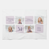 Modern Collage Foto Happy Mothers Day Lila Geschen Geschirrtuch (Horizontal)