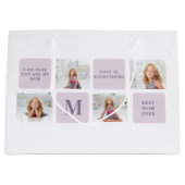 Modern Collage Foto Happy Mothers Day Lila Geschen Große Geschenktüte (Vorderseite)