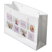 Modern Collage Foto Happy Mothers Day Lila Geschen Große Geschenktüte (Vorderseite Schrägansicht)