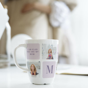 Modern Collage Foto Happy Mothers Day Lila Geschen Milchtasse