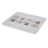 Modern Collage Foto Happy Mothers Day Lila Geschen Schneidebrett (Ecke)